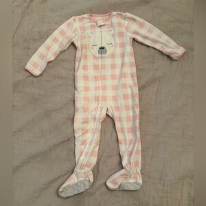 Simple Joys by Carter’s Pink and White Checkered Bear Footie Toddler Pajamas